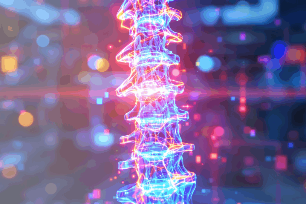 Sylized illustration of human spine in abstract design